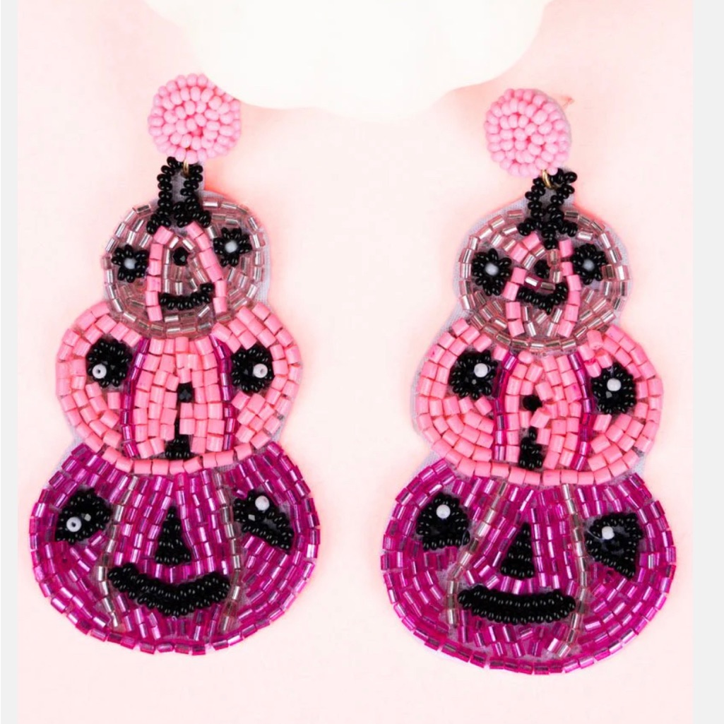Stacked Pink Pumpkin Halloween Earrings 25$